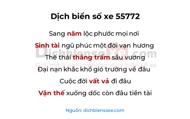 Dịch thơ biển số 55772