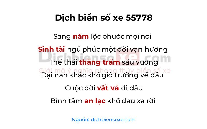 Dịch thơ biển số 55778