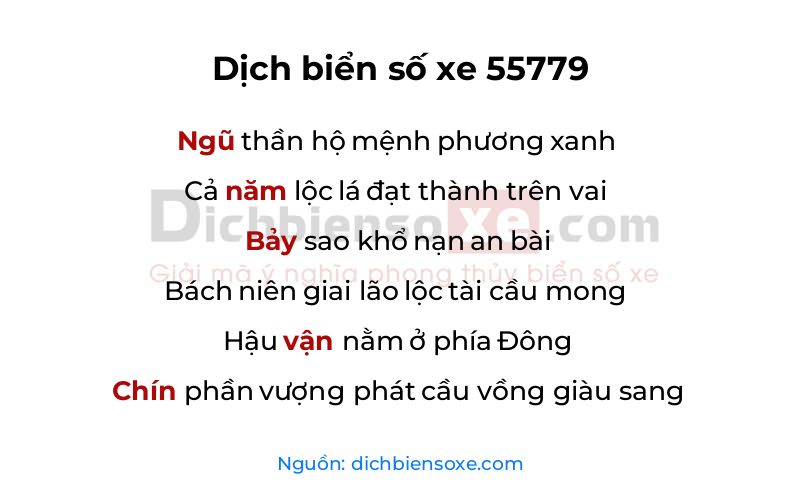 Dịch thơ biển số 55779