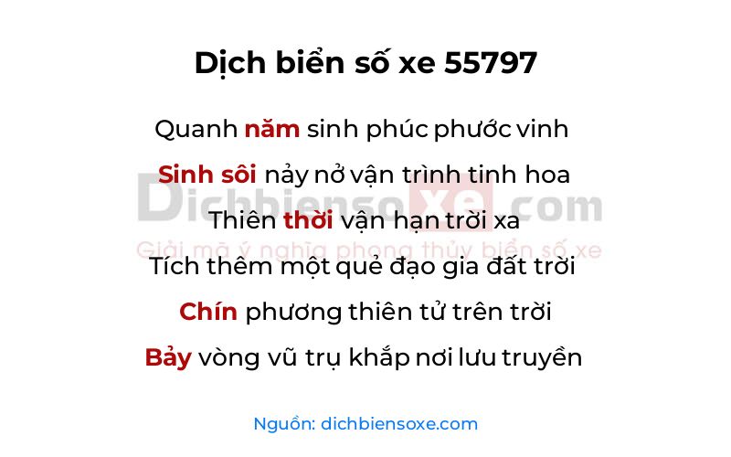 Dịch thơ biển số 55797