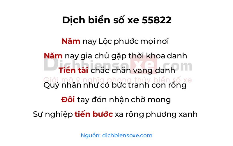 Dịch thơ biển số 55822