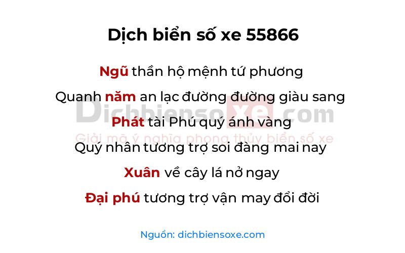 Dịch thơ biển số 55866