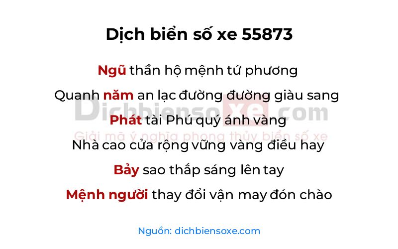 Dịch thơ biển số 55873