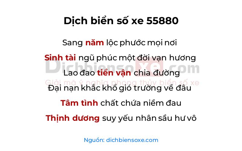 Dịch thơ biển số 55880