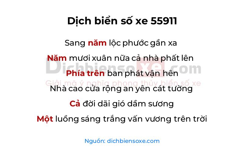 Dịch thơ biển số 55911