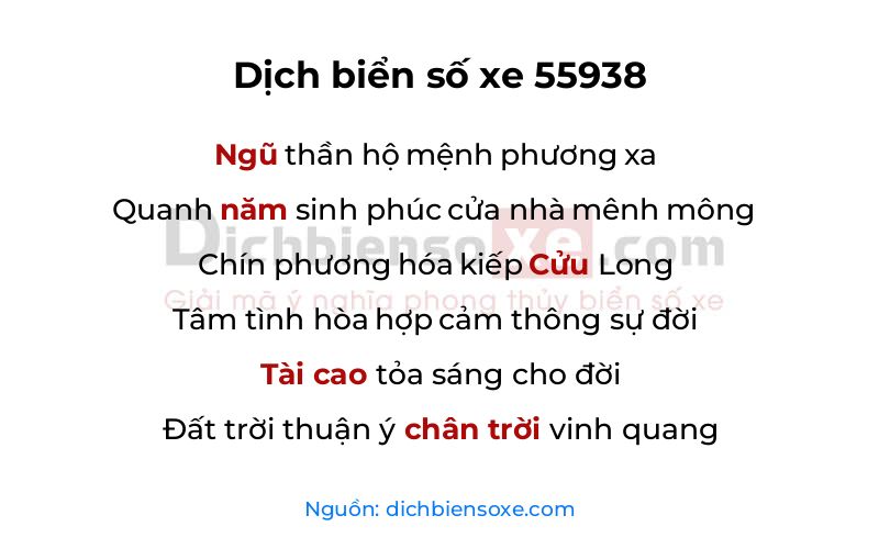 Dịch thơ biển số 55938