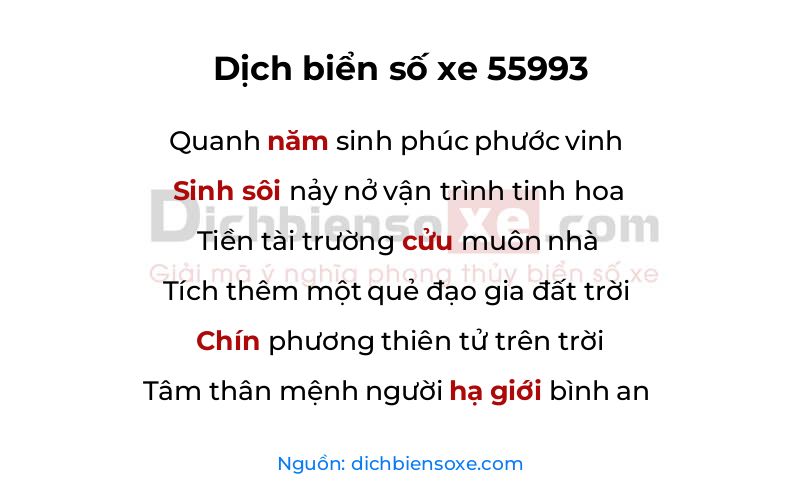 Dịch thơ biển số 55993