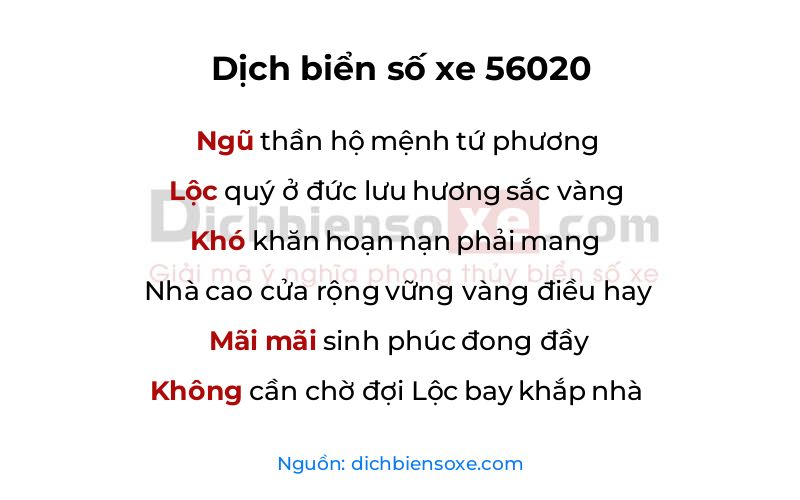 Dịch thơ biển số 56020