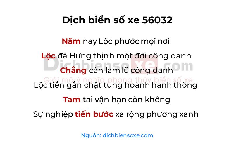 Dịch thơ biển số 56032
