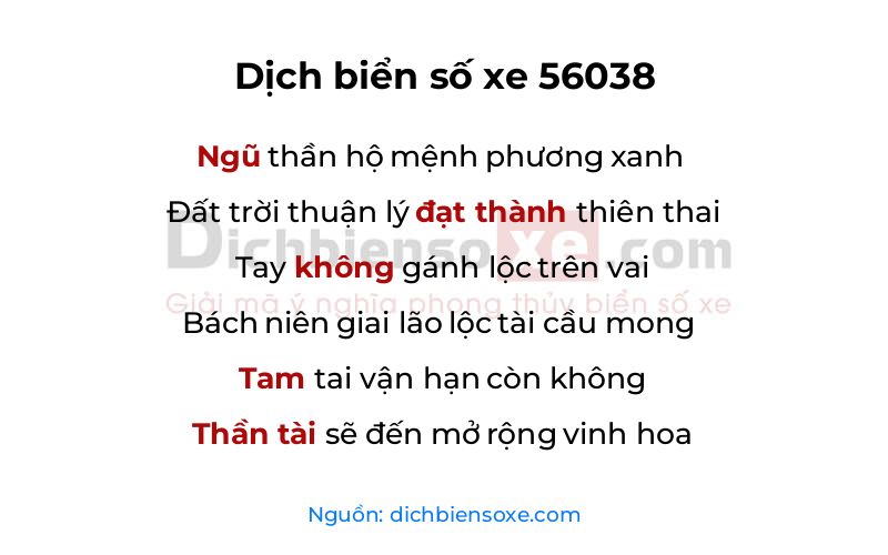 Dịch thơ biển số 56038