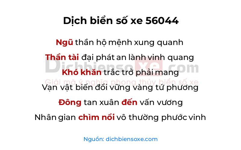 Dịch thơ biển số 56044