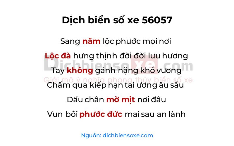 Dịch thơ biển số 56057