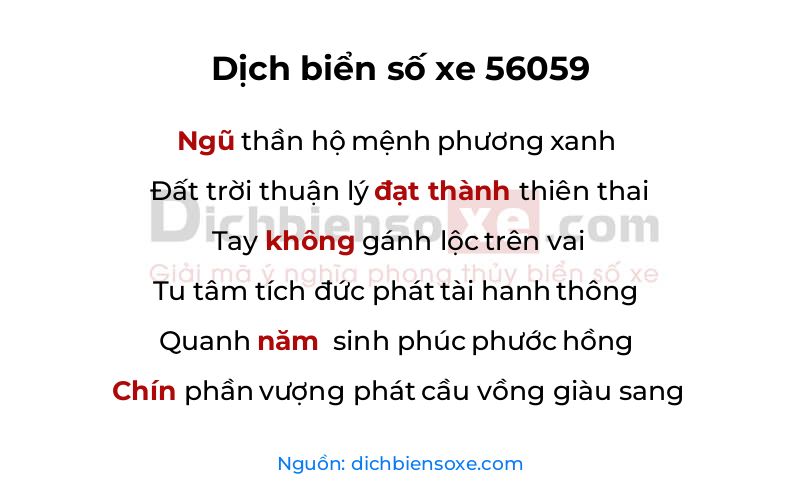 Dịch thơ biển số 56059
