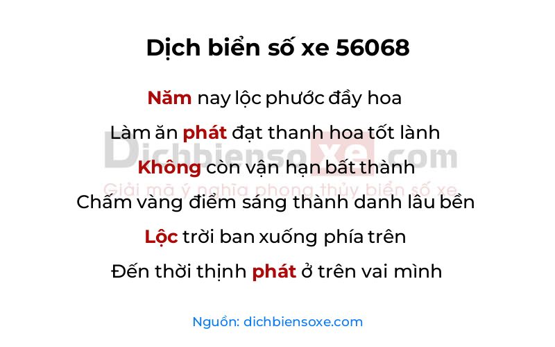 Dịch thơ biển số 56068