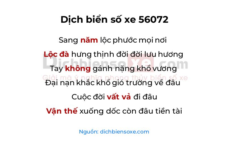 Dịch thơ biển số 56072