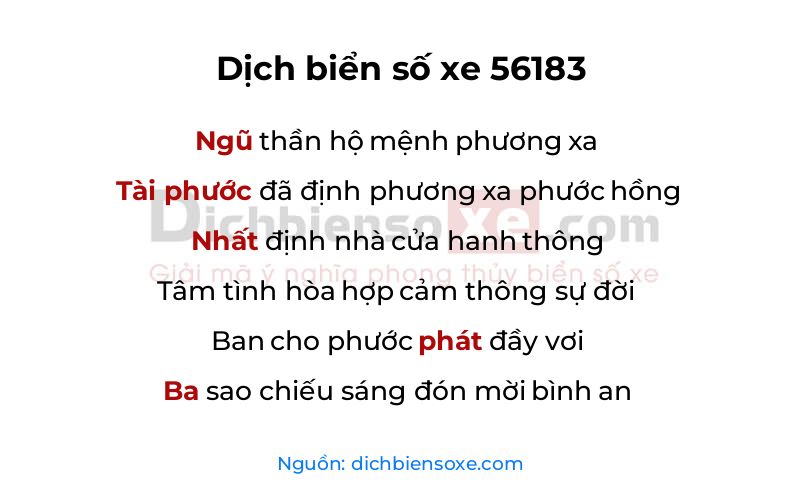 Dịch thơ biển số 56183