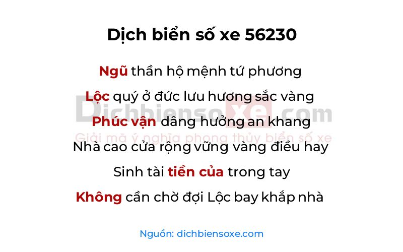Dịch thơ biển số 56230