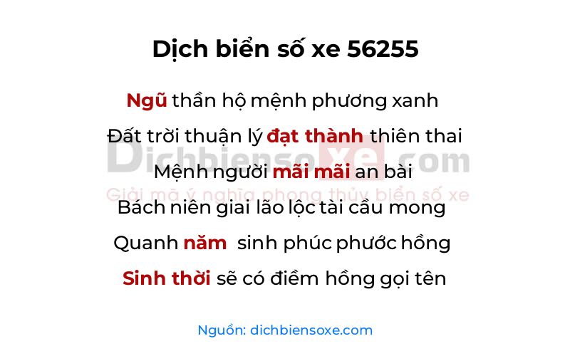 Dịch thơ biển số 56255
