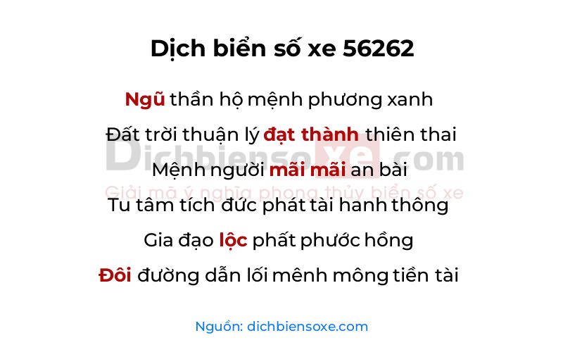 Dịch thơ biển số 56262