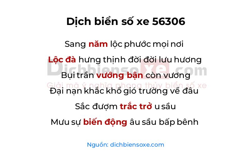 Dịch thơ biển số 56306
