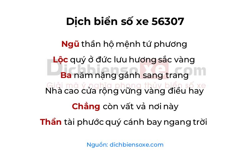 Dịch thơ biển số 56307
