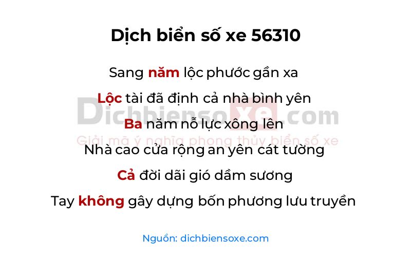 Dịch thơ biển số 56310