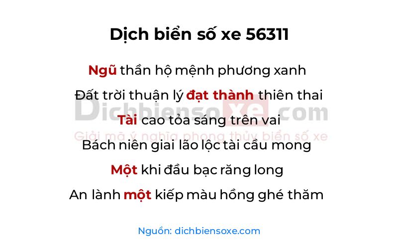 Dịch thơ biển số 56311