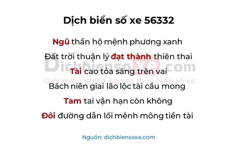 Dịch thơ biển số 56332