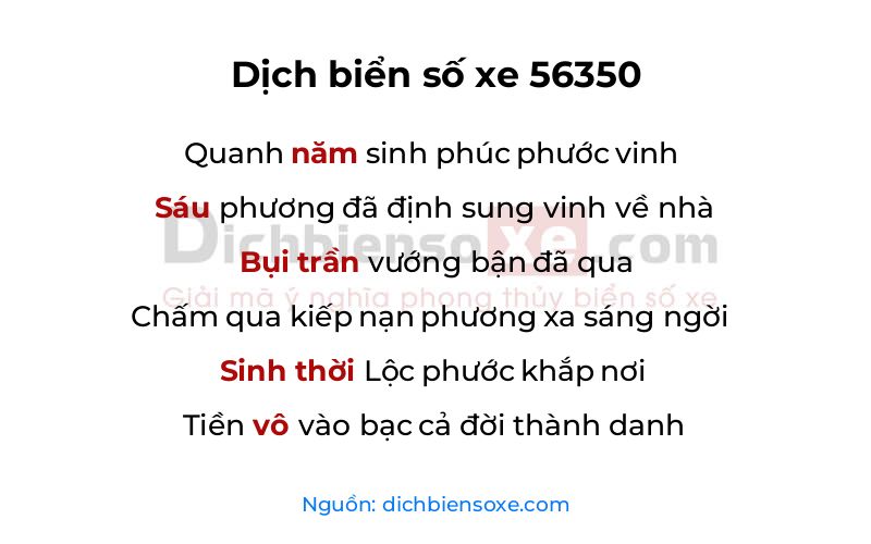 Dịch thơ biển số 56350