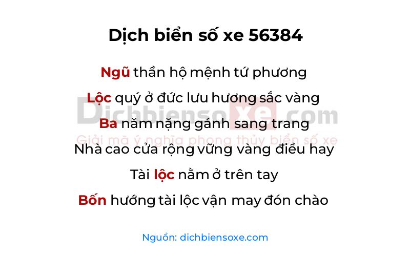 Dịch thơ biển số 56384