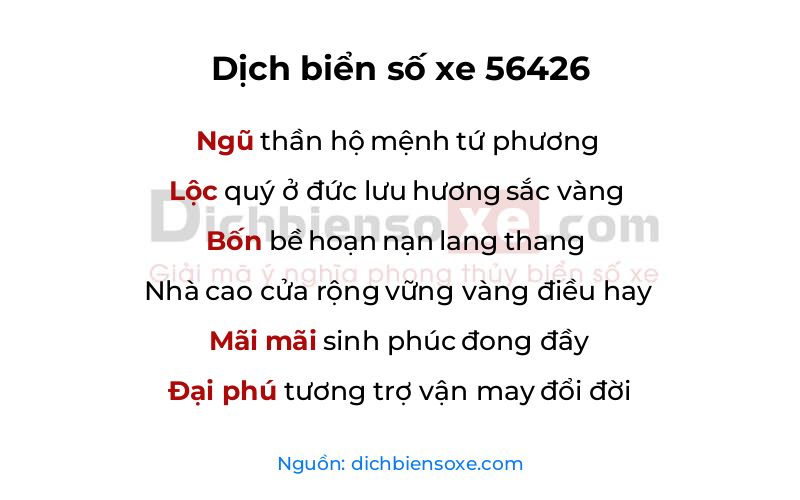 Dịch thơ biển số 56426