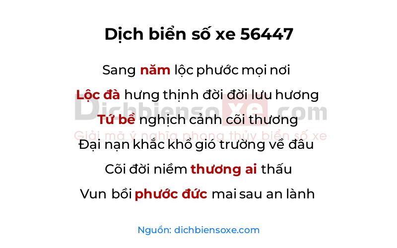 Dịch thơ biển số 56447