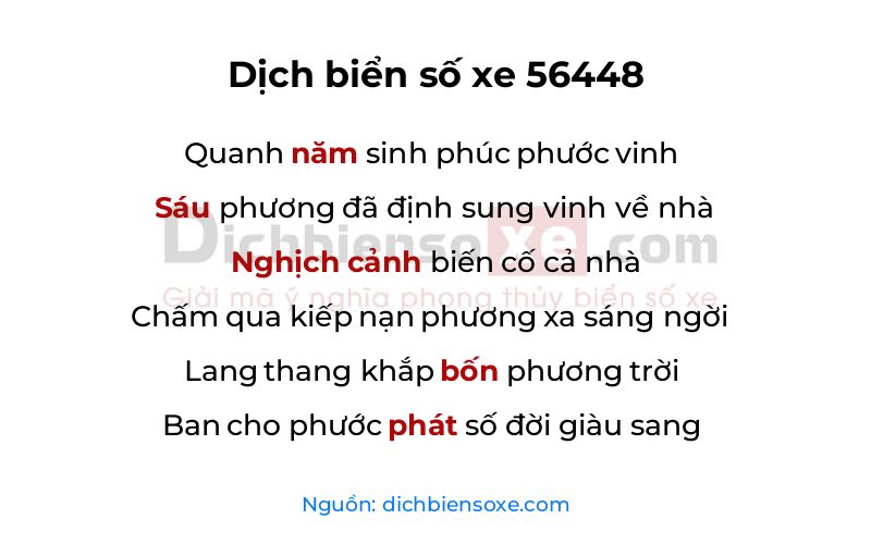 Dịch thơ biển số 56448