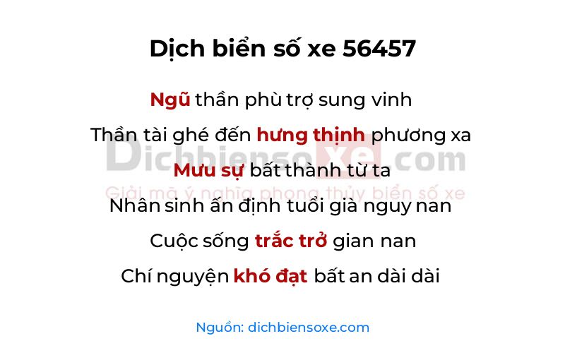 Dịch thơ biển số 56457