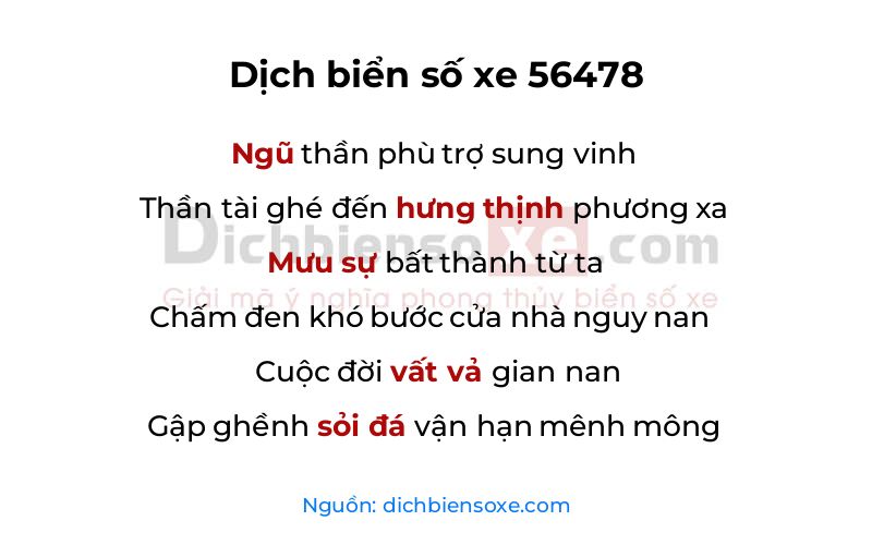 Dịch thơ biển số 56478