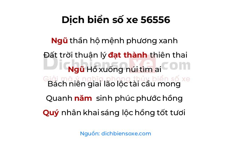 Dịch thơ biển số 56556