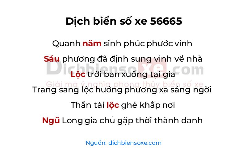 Dịch thơ biển số 56665