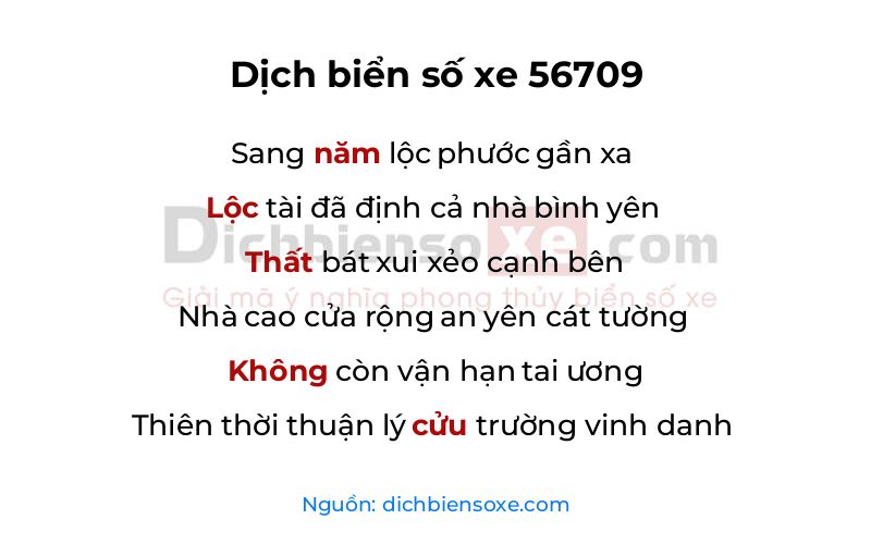 Dịch thơ biển số 56709