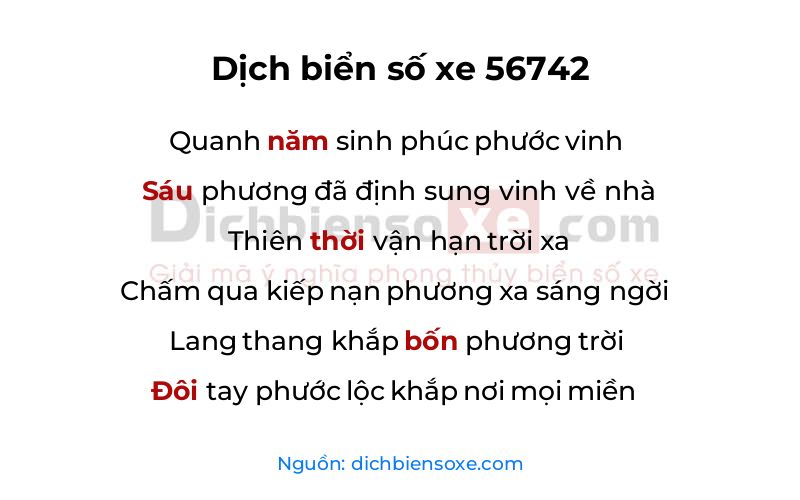 Dịch thơ biển số 56742