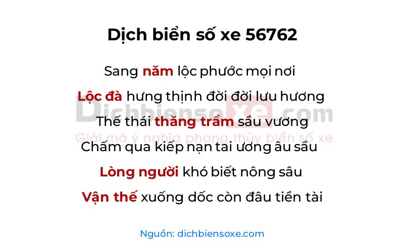 Dịch thơ biển số 56762