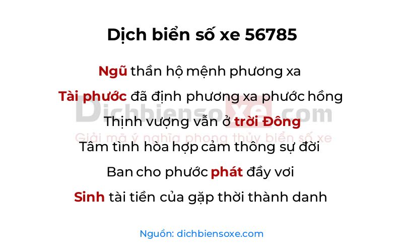 Dịch thơ biển số 56785