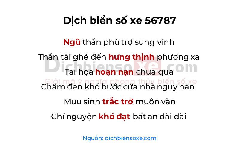 Dịch thơ biển số 56787