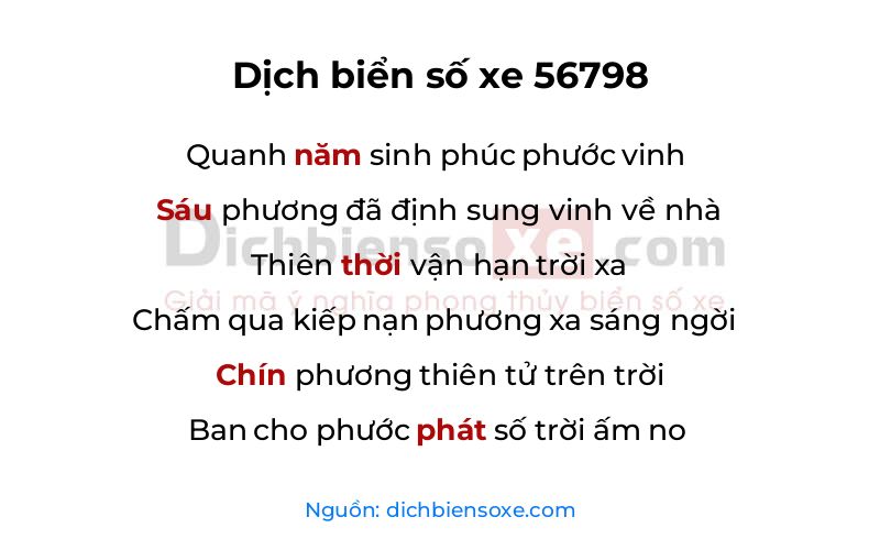 Dịch thơ biển số 56798