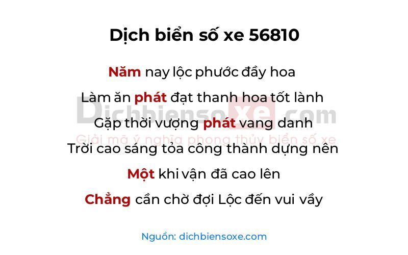Dịch thơ biển số 56810