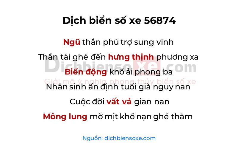 Dịch thơ biển số 56874