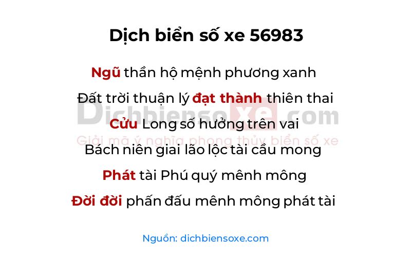 Dịch thơ biển số 56983