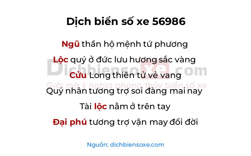 Dịch thơ biển số 56986