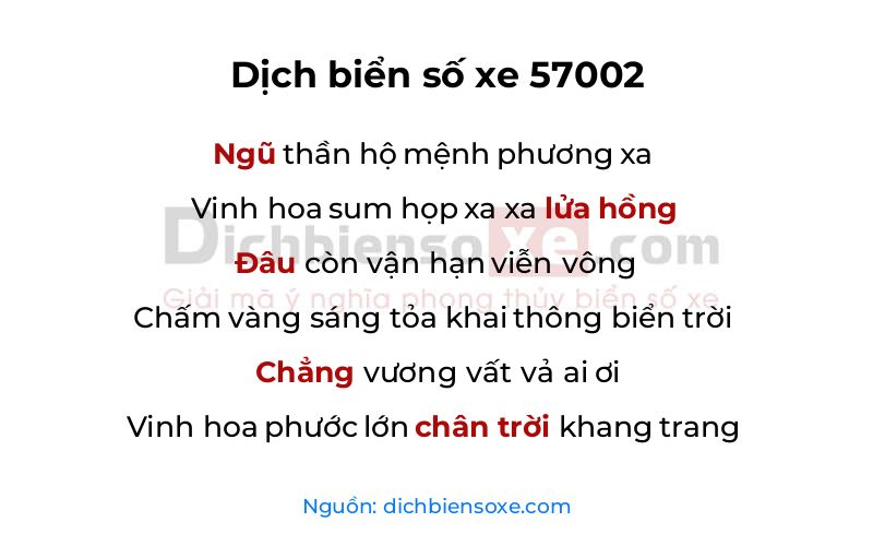 Dịch thơ biển số 57002