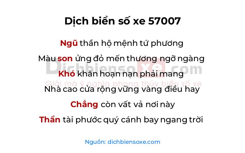 Dịch thơ biển số 57007