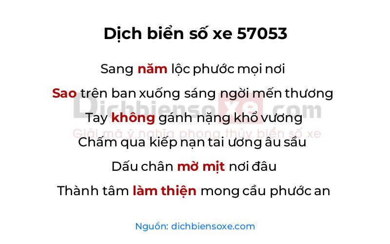 Dịch thơ biển số 57053